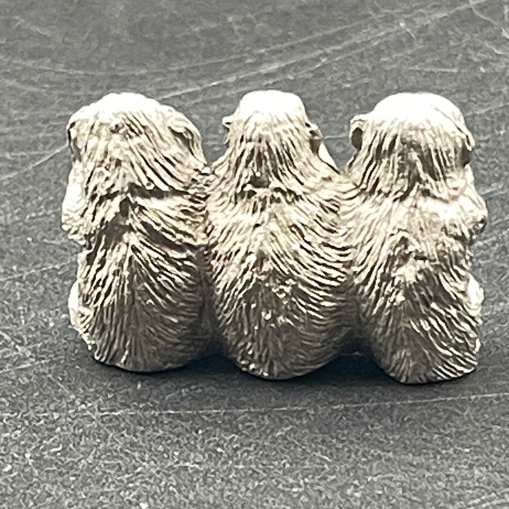 Spoontiques Pewter Three Wise Monkeys Figurine See Hear Speak No Evil Miniature - Picture 2 of 5